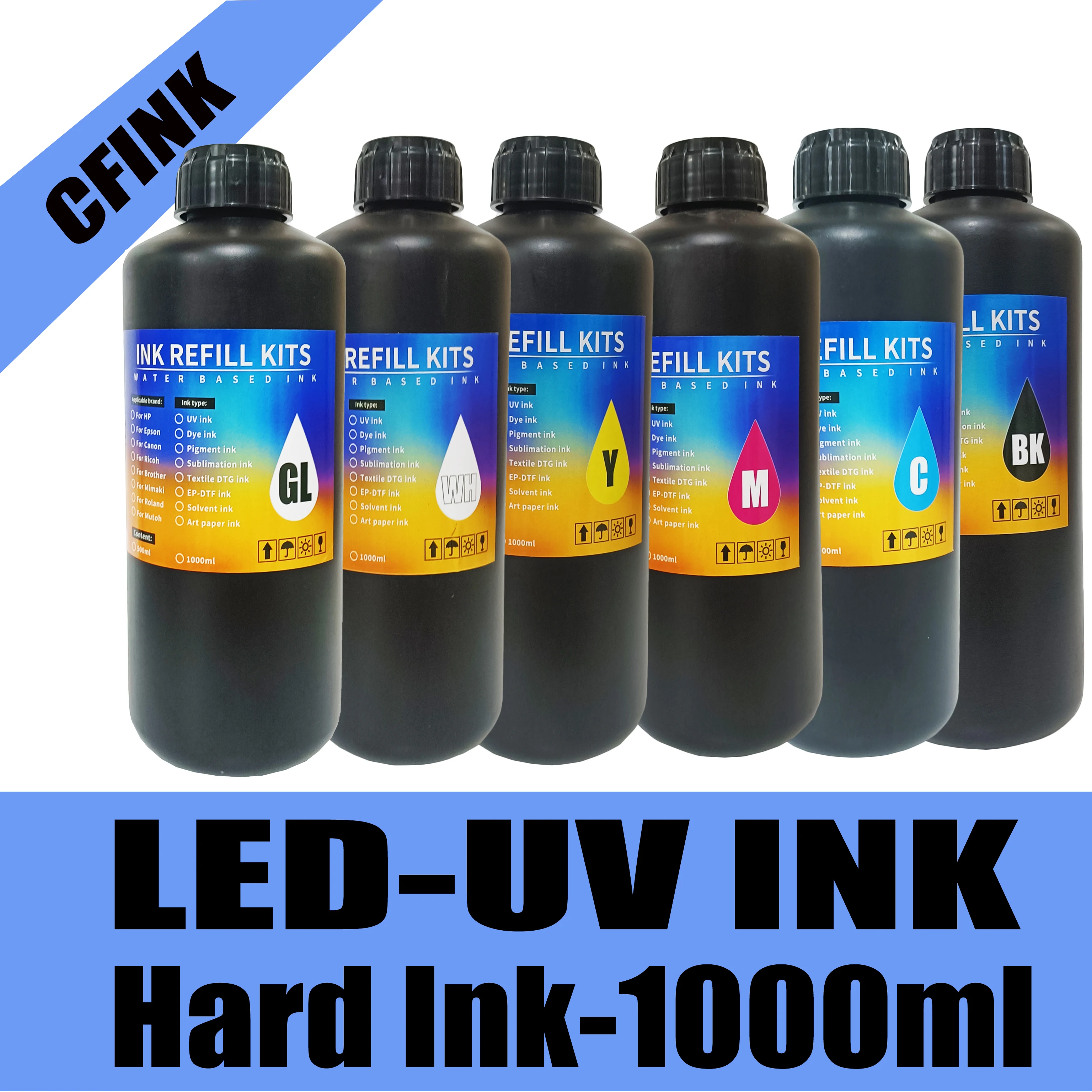 

1000MLHard Ink UV DTF Ink and Varnish for Epson Printer XP600 TX800 1390 L800 L1800 L805 i3200 i1600