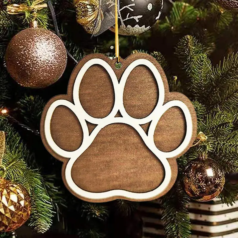 Wooden Cat Paw Ornament Christmas Tree Cartoon Hanging Paw Pendant With Lanyard Party Home Fireplace Decoration  Cat Paws