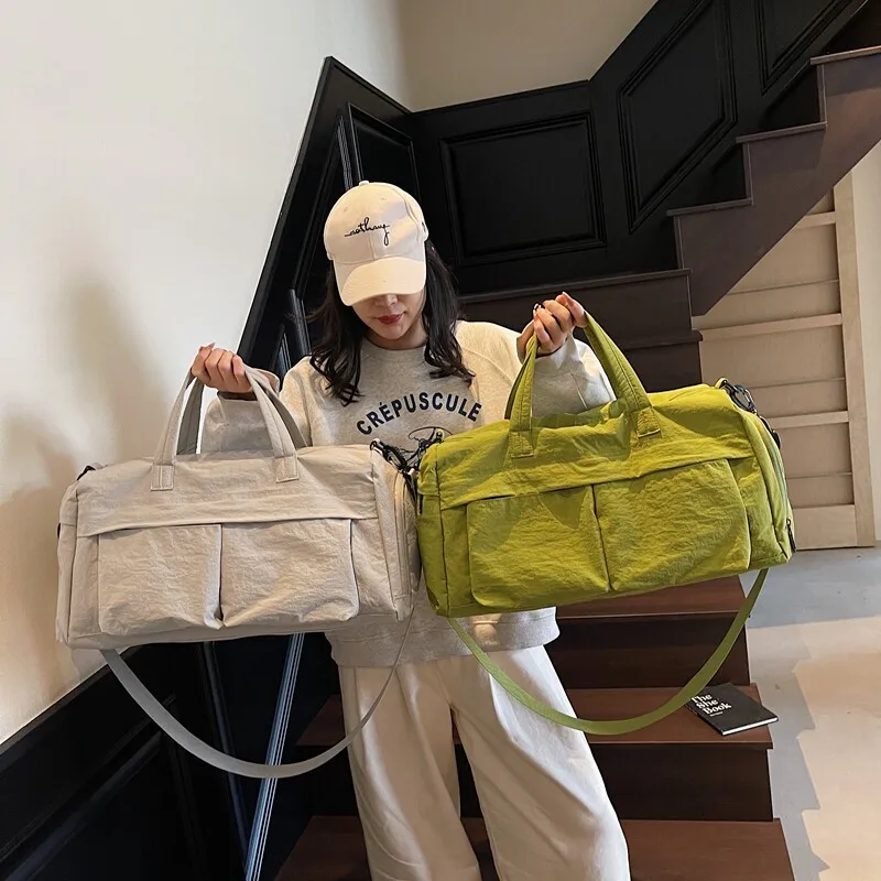 

Дорожная сумка из оксфордской ткани с ручкой-штангой для фитнеса и одежды, вместительная, унисекс, для молодежи