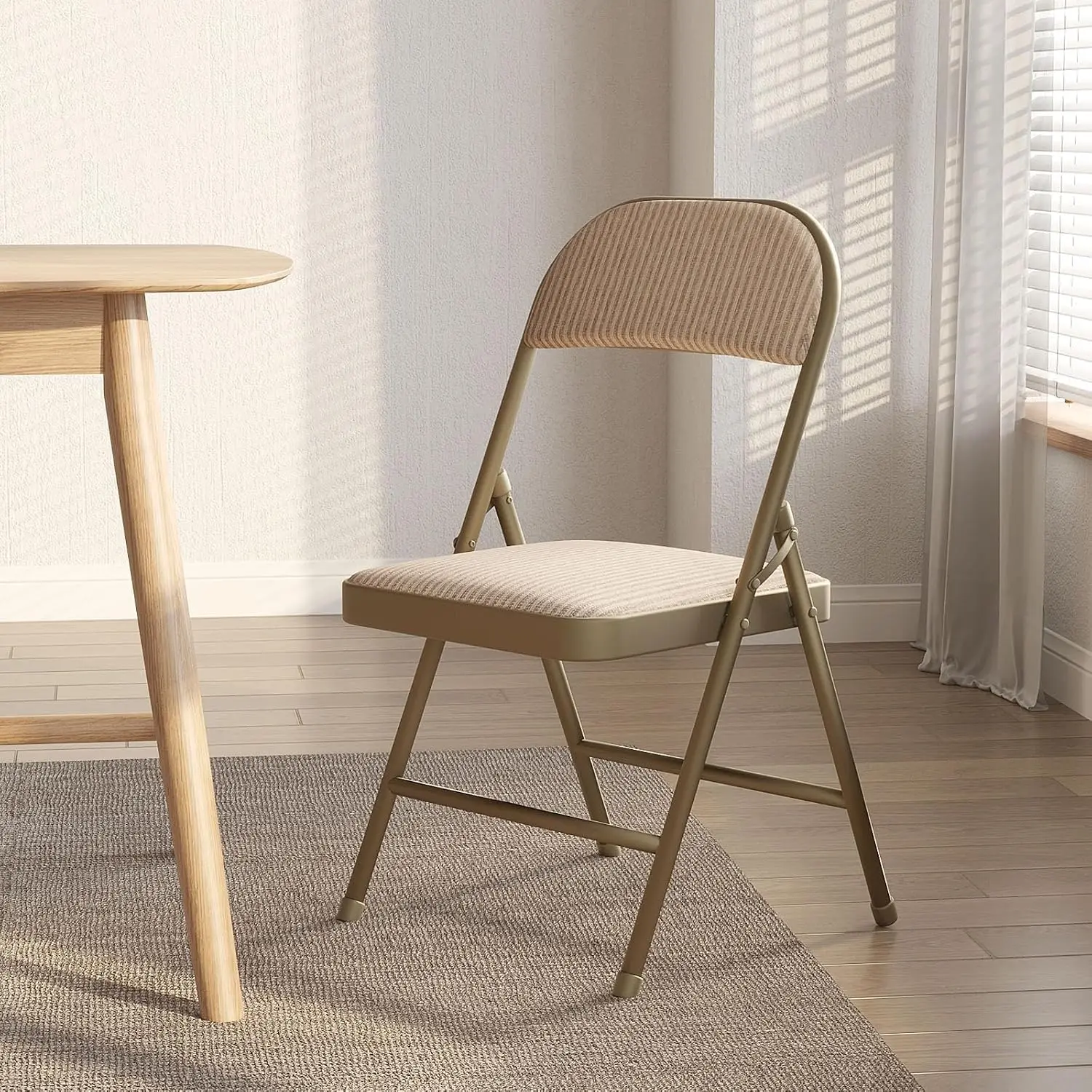 4 Pack Folding Chairs, Fabric Dining Chair Set with Padded Cushion and Back, Indoor Outdoo Seat for Home Office Events Wedding P