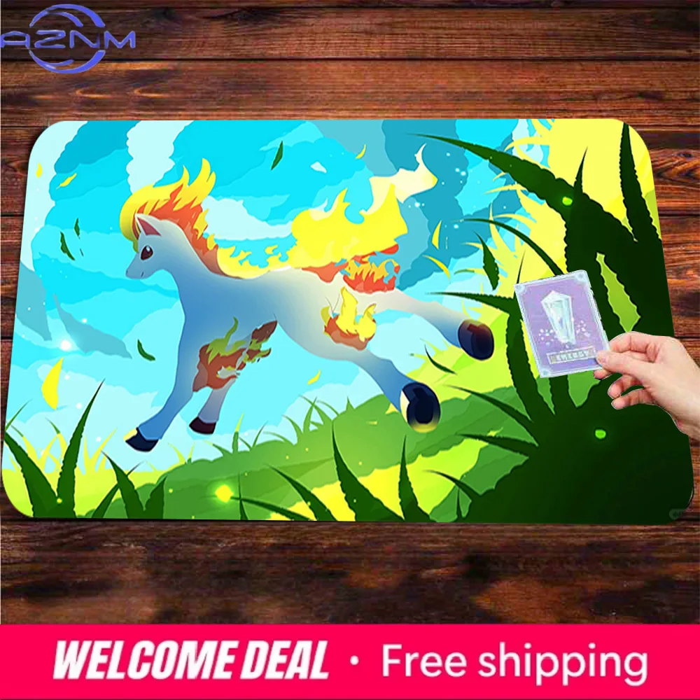 Rapidash Fire & Grass Gaming Desk Mat Non-Slip Washable view 2