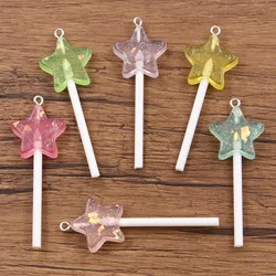 10Pcs Cute Mini Star Lollipop Resin Charms for Jewelry Making Simulation Candy Pendants DIY Earrings Keychains Crafts Findings