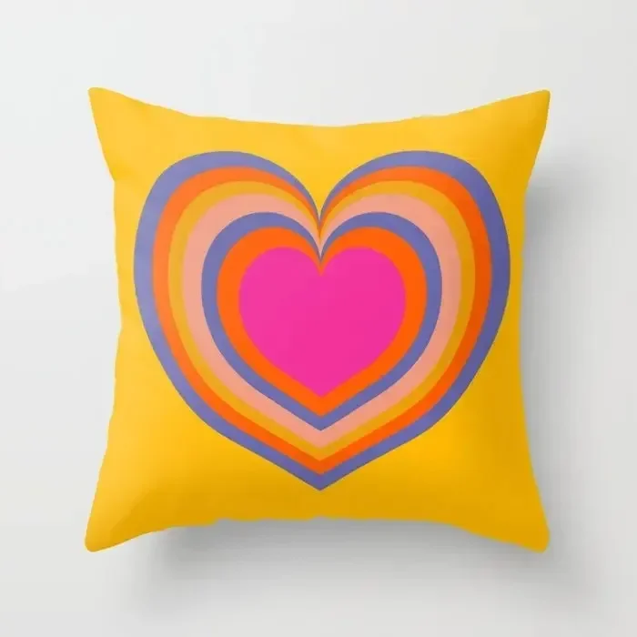 Retro Rainbow Love Pillow Case Bump Color Dopamine Wind Print Wear-Resistant Removable Living Room Sofa Bedroom Pillowcas view 3