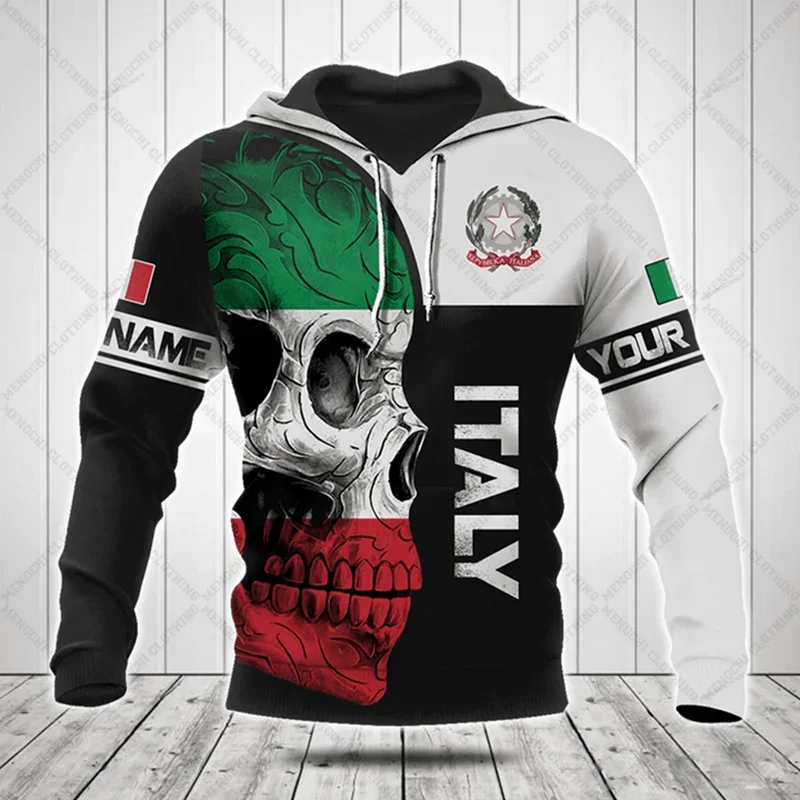 

Customized Italy Symbol Skull Graphic Hoodies Unisex Top Loose Fashion Sweatshirts Casual Clothing Oversized Streetwear