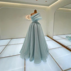 Solid Elegant Formal Prom Dresses Pleated One Shoulder A-Line Backless Evening Dress Princess Pageant Graduation Party Gowns