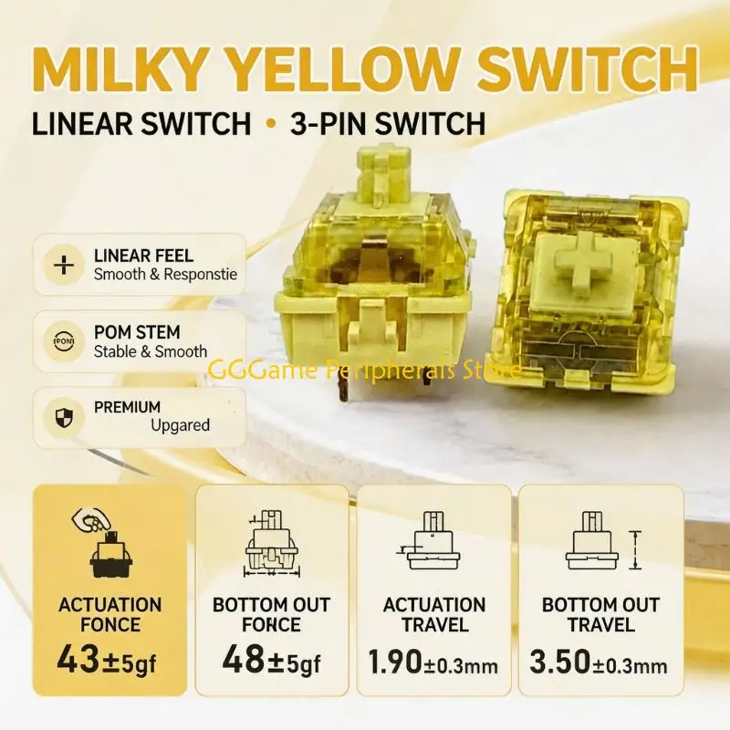 U55B 10/30/50/100Pcs Yellow Linear Mechanical Keyboard Switches Clicking Replacement Mechanical Keyboard Accessories