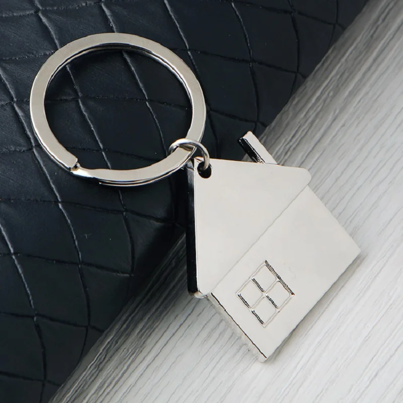 Sweet Metal House Keychain Cute Building Corporation Home Keyring Key Chain Free Gift For Client