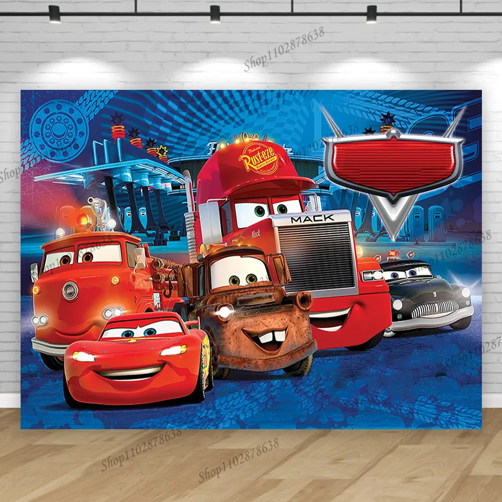 Cars Backdrop For Birthday Party Boy Kids Baby Shower Background Lightning Mcqueen Red Runway Photo Design Banner Props Vinly