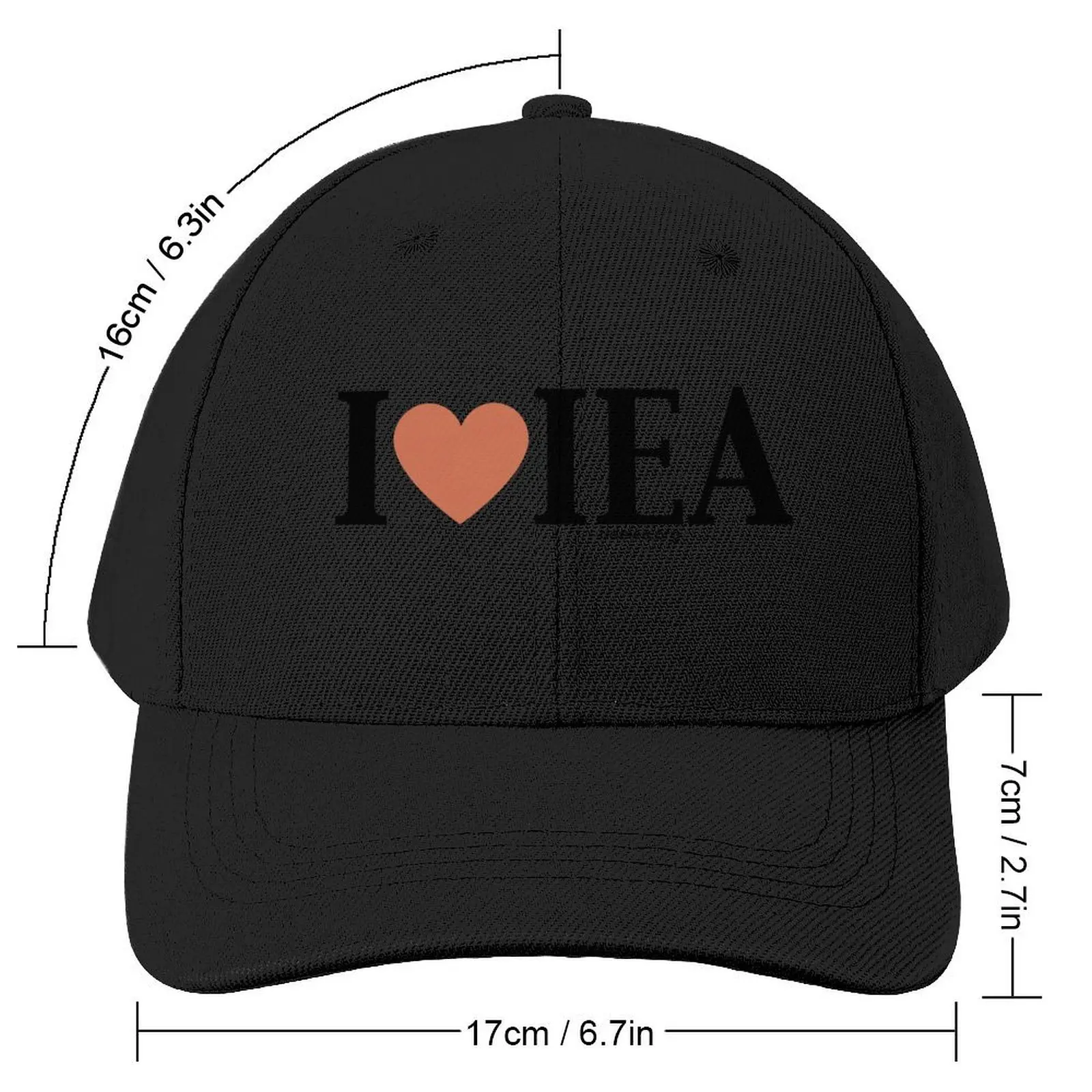 I love IEA - Orange - Transparent Background Baseball Cap Beach Hat Man Luxury Gentleman Hat Women's Hats 2024 Men's