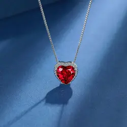 Heart Cut Red Natural Garnet Ruby 925 Sterling Silver Pendant for Women Fashion Gemstone Necklace Jewelry Colar de Prata