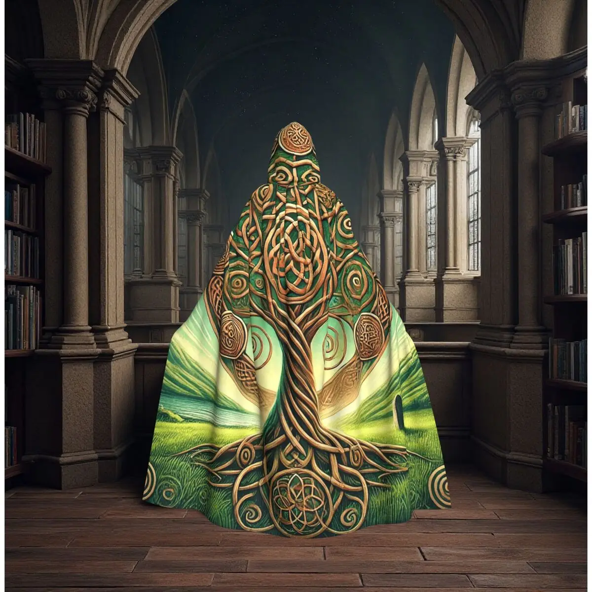 

Celtic Tree Of Life Medieval Cape Long Hooded Cloak Witch Medieval Costume Cosplay Cape HalloweenParty Adult Unisex