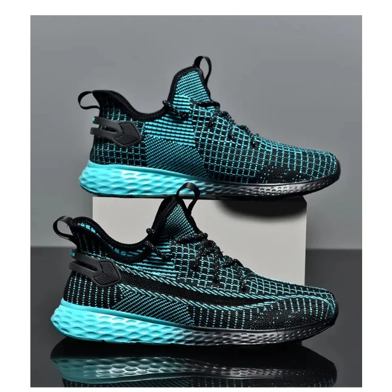 

Men's Breathable Knit Sneakers Lightweight Cushioning Running Shoes Non-slip Casual Athletic Shoes for Outdoor Walking Sports