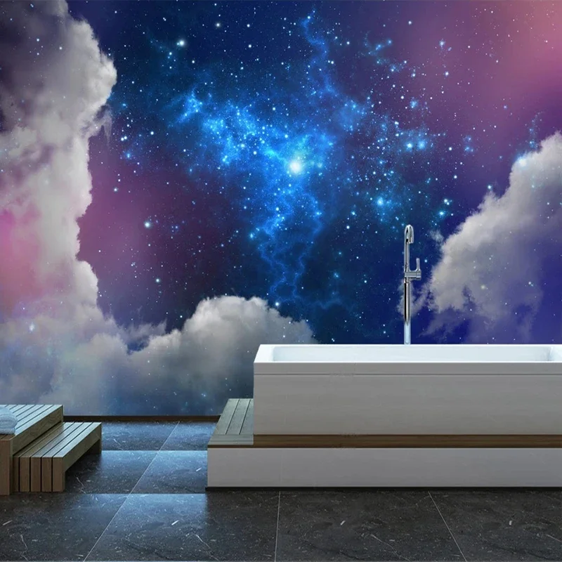 

Custom 3D Wall Mural Modern Abstract Blue Starry Sky Cloud Landscape Photo Wallpaper Background Wall Decor Papel De Parede Sala