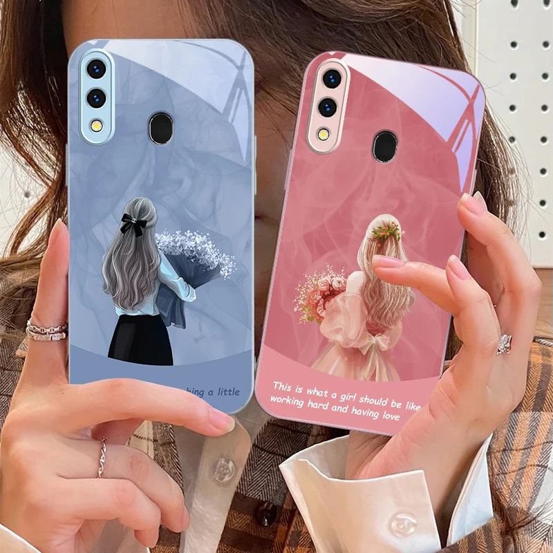 

The girl holding flowers For Samsung A73 72 71 A70 56 55 54 A53 52 51 50 42 A35 A34 33 32 31 26 25 24 23 22 30 glass phone case