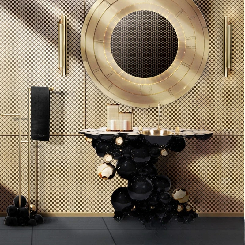 Messing geëtste plank badkamerwastafel