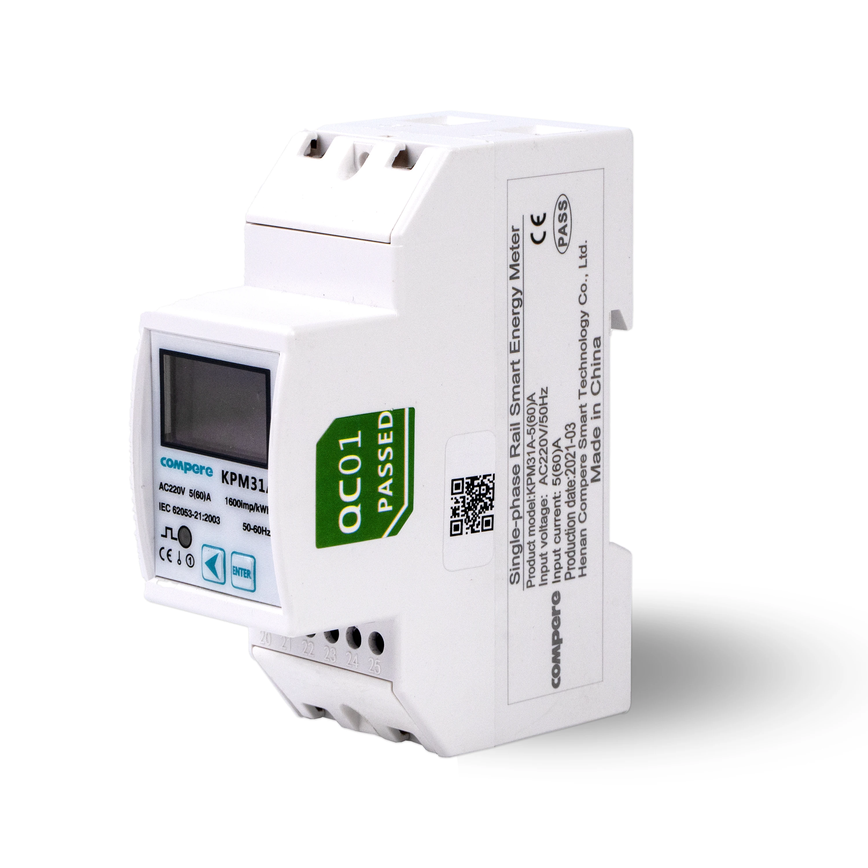 Single Phase Energy Meter RS485/Modbus 60A kwh Meter Din Rail  Remote Smart Energy Meter for Online Energy Monitoring System