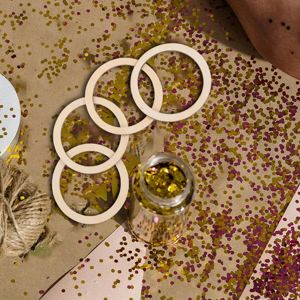 

50Pcs Unfinished Wooden Rings Smooth Polished DIY Craft Supplies for Graffiti and Home Decoration Projects Wooden Ring