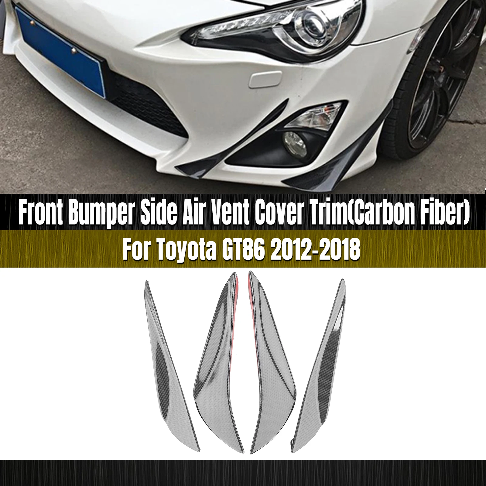 4PCS Front Bumper Vent Fender Air Fin Intake Splitter Trim Cover For Toyota GT86 2012 2013 2014 2015 2016 2017 2018