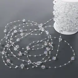 30meters Crystal Beads Line Round Fishing Line Pearls Chain Pearl  Diy Dress Sewing Wedding Christmas Tree Decor Costura Beads