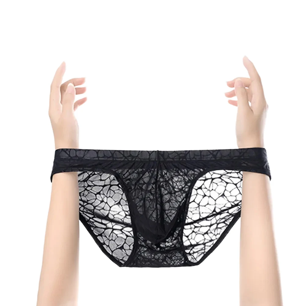 

Quick Dry Lingerie Sexy Men's Transparent Print Panties Low-Waisted Underwear Male Gay Sissy Underpants Pouch Briefs Trunks