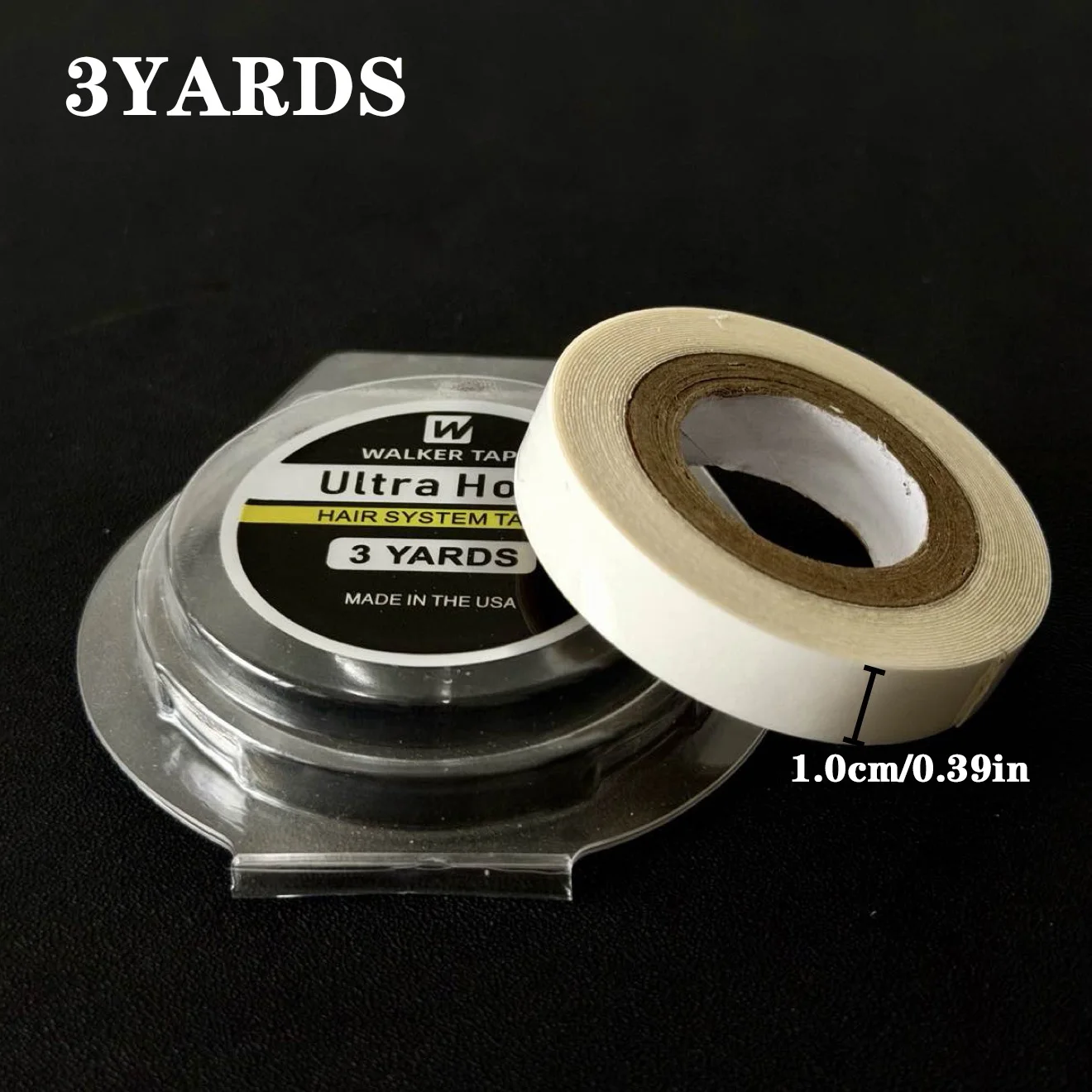 Walker Tape Ultra Hold 3 Yards Klebeband für Haarsysteme mit 5 Größen 0,8/1,0/1,27/2/2,54cm in Schalenverpackung für Perücken und Toupets