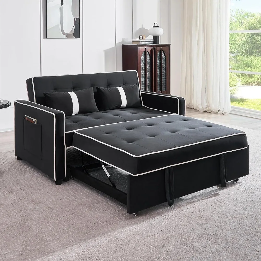 3 in 1 Sleeper Sofa Bed, Pull Out Sofa Bed with Adjustable Backrest, Sofa Bed Chair for Living Room, Home or Office