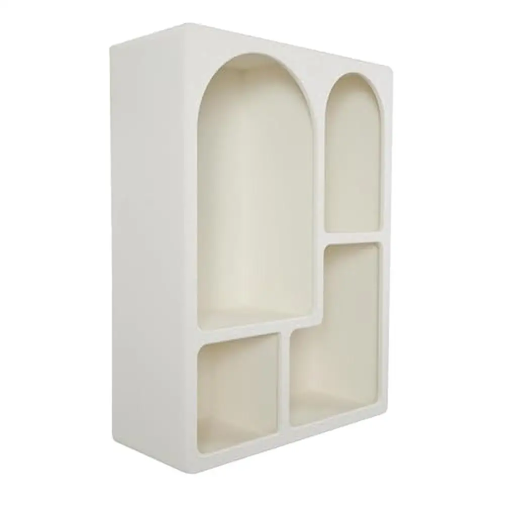 Geometric Arched Wall Shelf Cream MDF Storage 4 Shelves 24