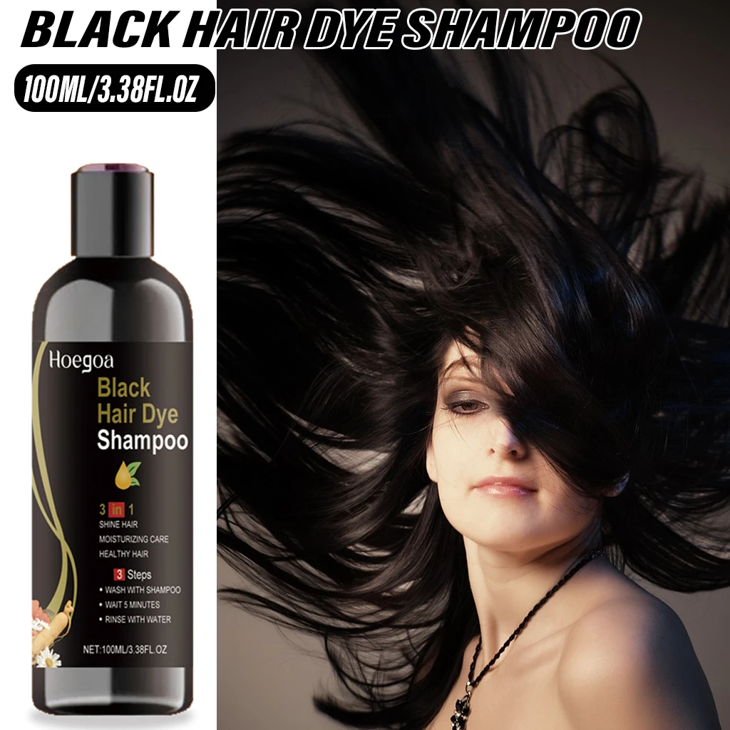 

2 in 1 Black Hair Color Shampoo Natural Herbal Gray Hair Coverage Gentle Nourishing Moisturizing Shine Soft Smooth Fast Acting