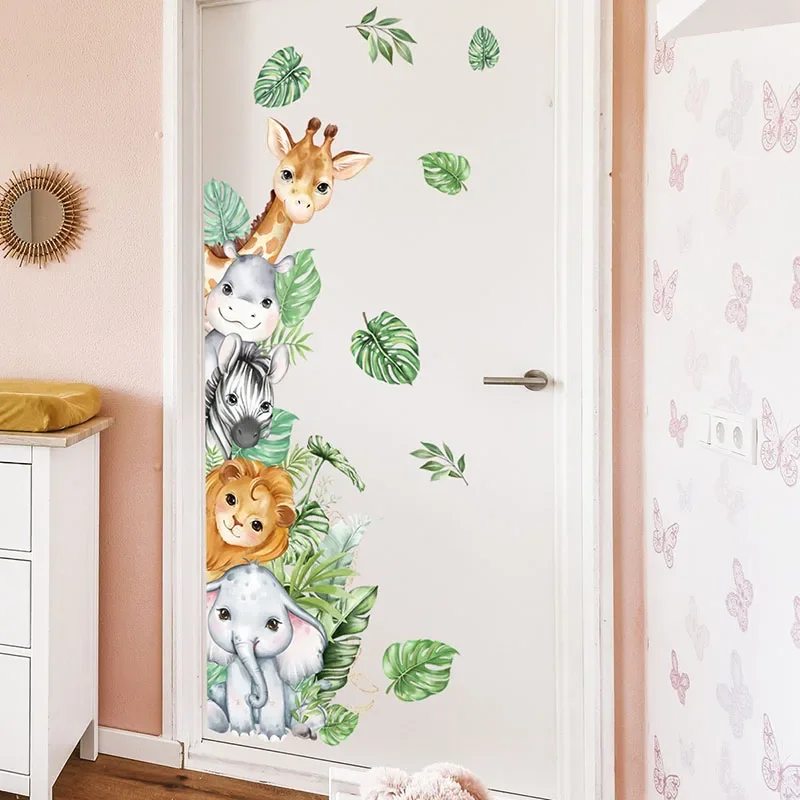 

Cute Many Animals Green Leaves Wall Sticker Kids Baby Room Door Decor Mural Wallpaper Bedroom Cartoon Nursery Stickers Poster