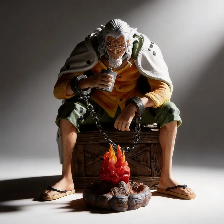 

Silvers Rayleigh Dark King One Piece Figure Handcuffed Sitting Scene Bonfire Drinking Roger Model 15cm Collection Ornament Gift