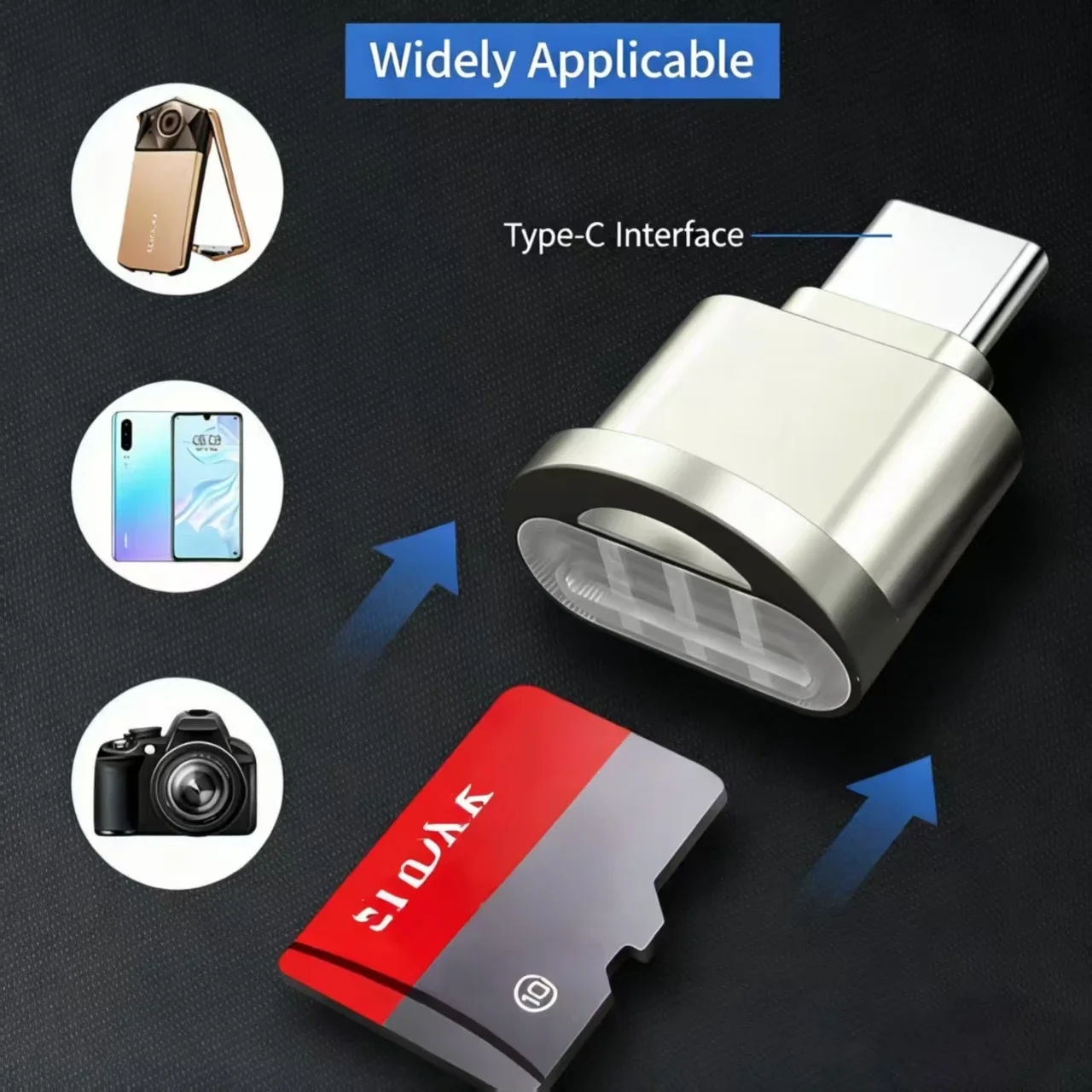 SD card reader, USB C to SD card reader, Type C TF storage card reader, with USB C to USB adapter, Mepsies USB OTG reader, suit