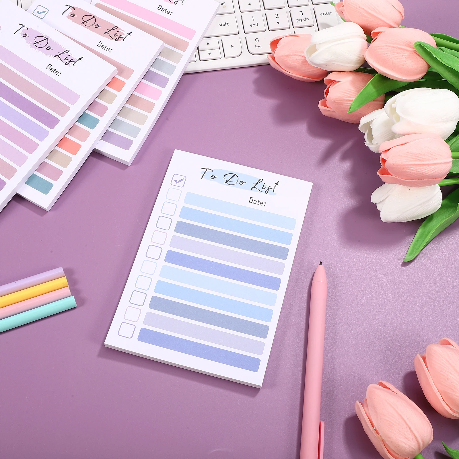 

4pcs Rainbow 10x15cm 100g Double Paper Self Adhesive Note Pad Office Classroom Home Multi Purpose Planner Memo