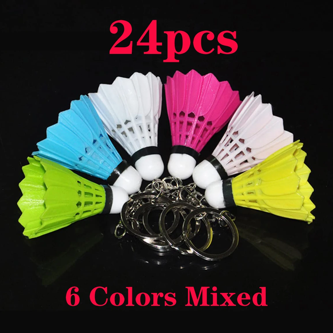 

24Pcs Badminton Key Ring Badminton Keychain DIY Shuttlecock Ball Charms Ring Keychain Handbag Backpack Hanging Ornament