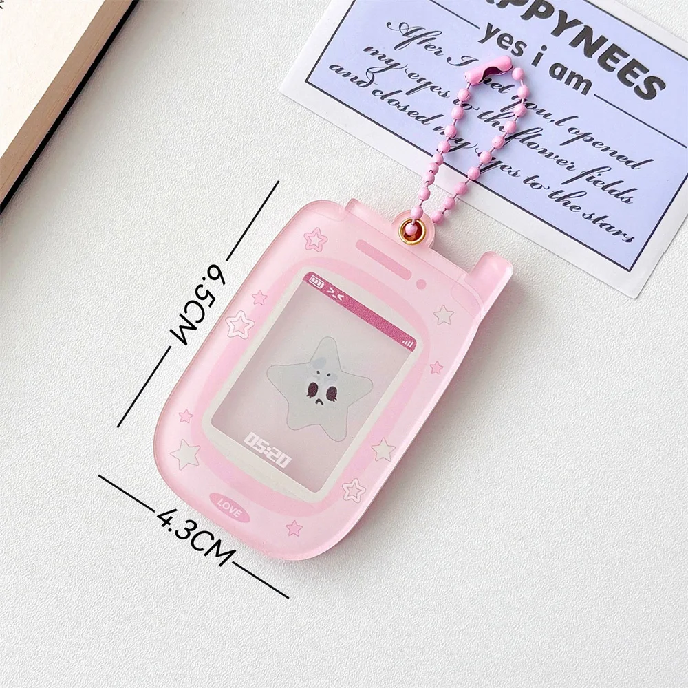 Kawaii Ins Star Acrylic Mobile Phone Shape 1 inch Photocard Holder Card Wallet Idol Photo Holder Bag Pendant School Stationery