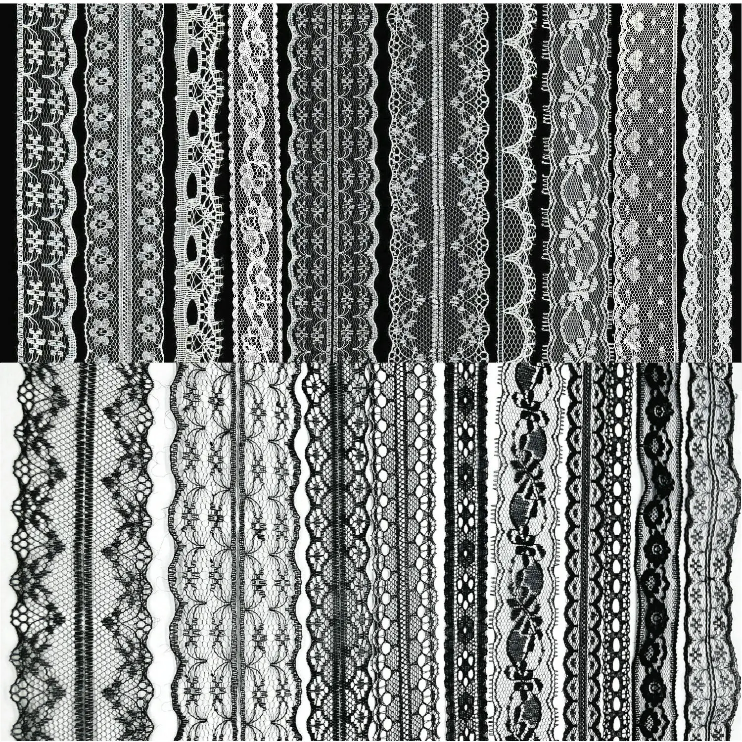 5 Meters White & Black Lace Ribbon Assorted Floral Trims for DIY Crafts Sewing Accessories Gift Wrapping Christmas Wedding Decor