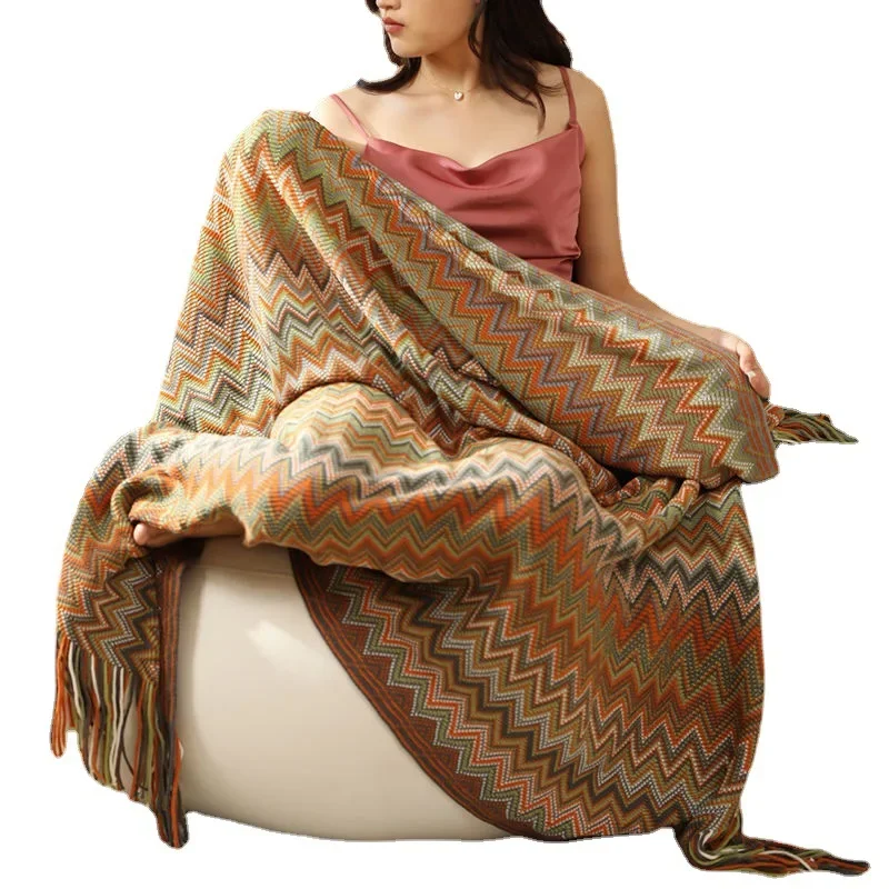 

Office Lunch Break Blanket Homestay Blanket Bedside Blankets Towel Tassel Thickened Blankets