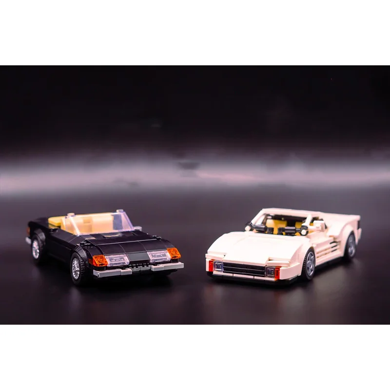 

Building Block Car Model 677 Parts Convertible Racing Car Toy City Speed Champion Set Christmas Gift for Boys Black White Design