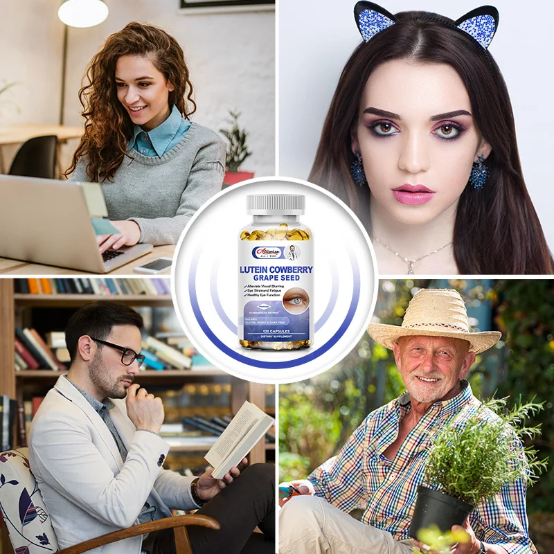 Alliwise Lutein Capsules for Eyes Zeaxanthin and Bilberry Extract Support Eye Strain Dry Eye and Vision Health Lutein Blend