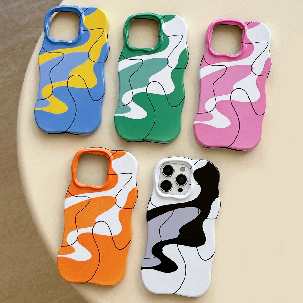 

Чехол для телефона «Сращивание цветов» 2 в 1, ТПУ + ПК для iPhone 13 14 15 16 Pro Max Wave Edges, удобная сенсорная задняя крышка с защитой от падения