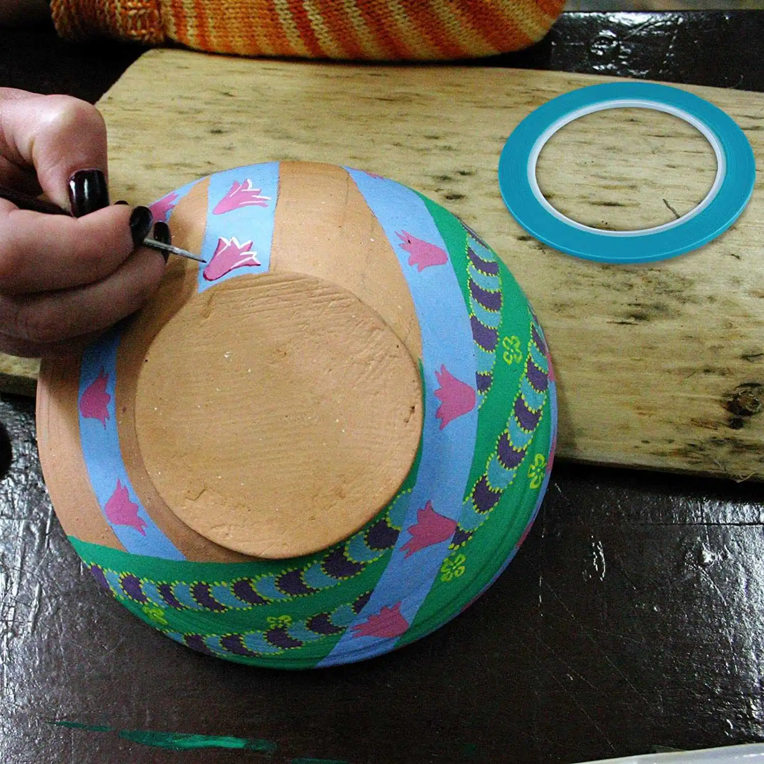 Fine Line Tapes 1/8 Inch 3mm Vinyl Fine Line Masking Tape for Curves Automotive Car Painter, 33 Meters for Each Roll TQ