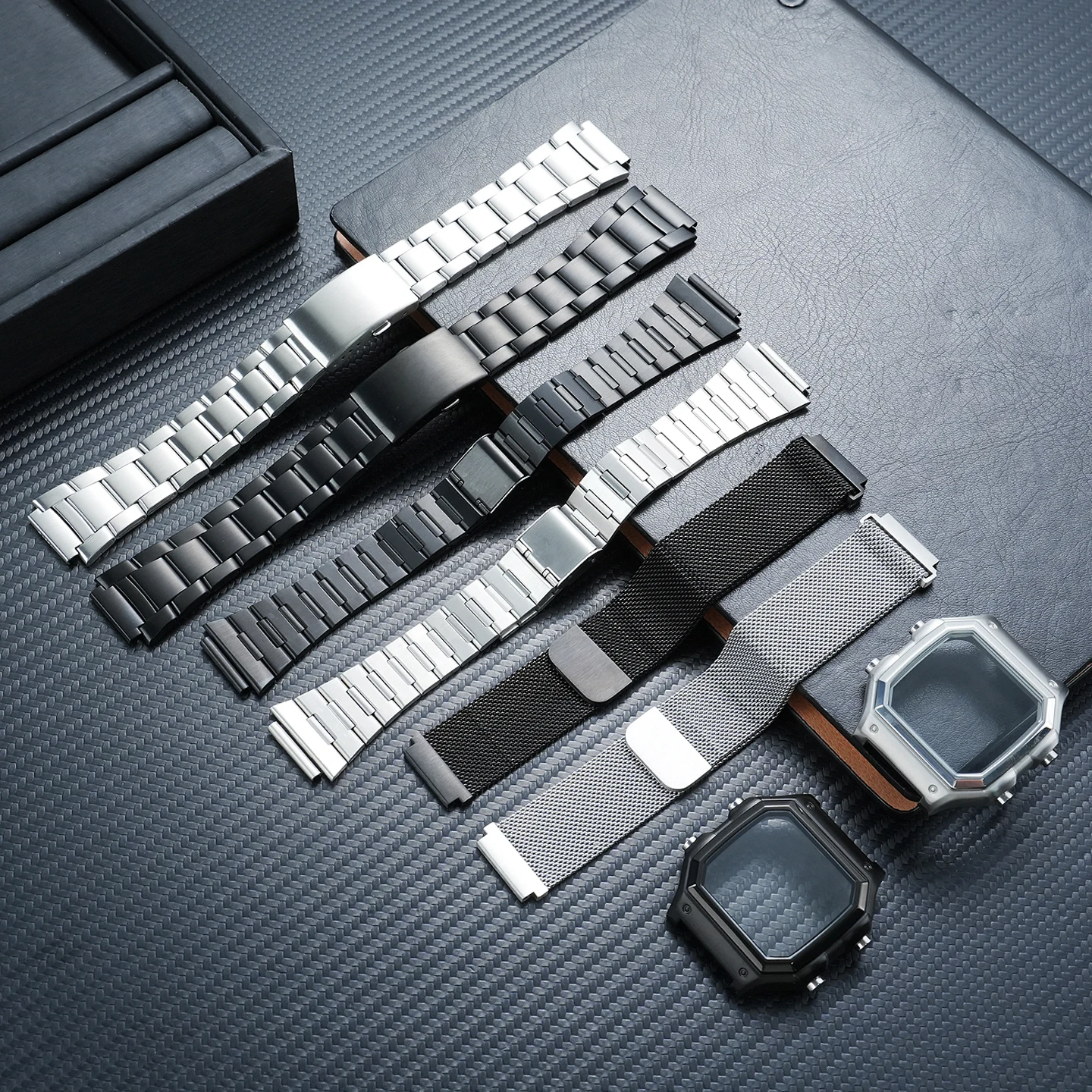 Suitable for Casio AE_1200 AE_1300 WS_1700 solid core stainless steel case stainless steel watchband set replacement accessories