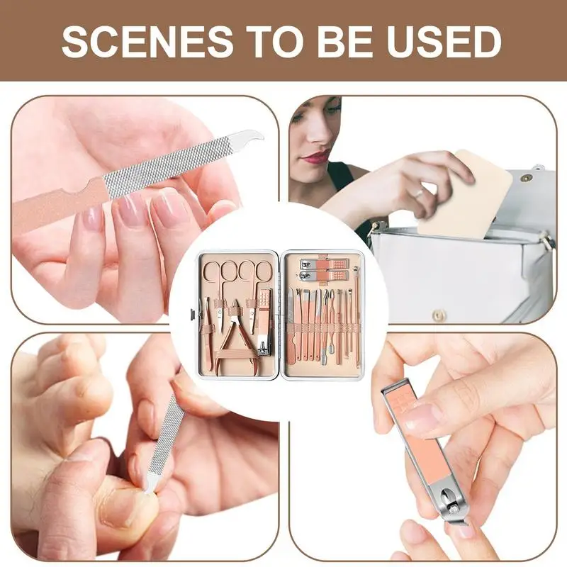 Conjunto de manicure profissional conjunto de 18 cortadores de unhas kit de cortadores de unhas de aço inoxidável profissional facial mão pé cutícula