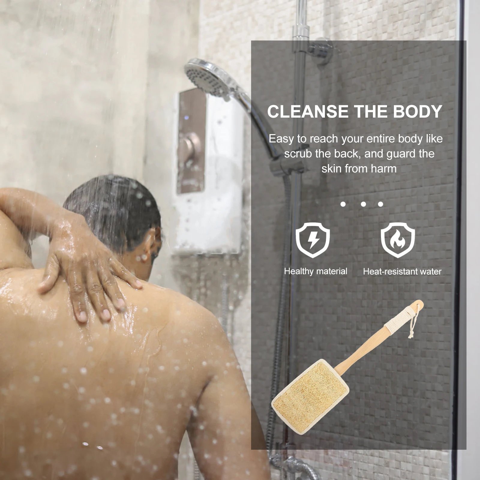 

1Set Bath Back Brush Long Handle Exfoliating Shower Scrubber Body Massage Brush Skin Cleaning Tool Back for Showering