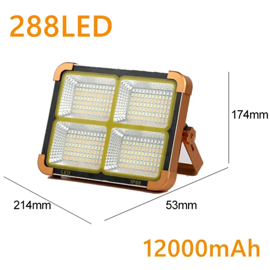 4 طرق مقاوم للماء شحن الطاقة الشمسية كشاف ضوء خيمة التخييم خفيفة قوة البنك 12000mAh إضاءة الطوارئ في الهواء الطلق IP66 مقاوم للماء