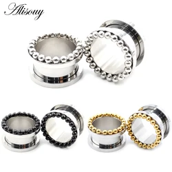 Alisouy 2pcs 8-25mm Stainless Steel Ball Screw Thread Ear Tunnels Plugs Expanders Stretchers Flesh Gauges Piercing Body Jewelry