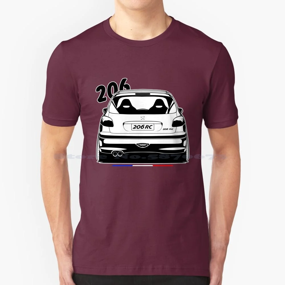 206 Rc Back camiseta 100% Camiseta de algodón Carlover 206 Gti Rc vehículo Voiture Sport 2021 nuevo bocetos línea negra tiro bajo y lento