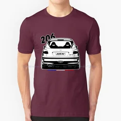 206 Rc Back T Shirt 100% Cotton Tee Carlover 206 Gti Rc Vehicle Voiture Sport 2021 New Sketching Black Line Low And Slow Shot