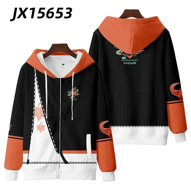 2023 3D genshin Impact Kaedehara Kazuha Zipper Sweatshirt Hoodie Autumn and Winter Children's  Adult Hoodie Fleece