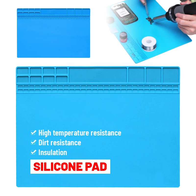 Imagem -02 - Resistente ao Calor Silicone Solda Mat Isolamento Trabalho Mat Soldagem Estação Repair Pad Manutenção Plataforma 405x305 mm