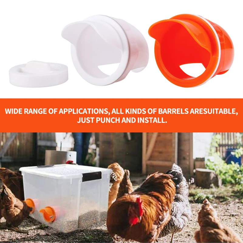 Chicken Feeder Poultry Feeding Supplies DIY Rain Proof Poultry Feeder Port Gravity Feed Kit For Buckets Barrels Bins Troughs